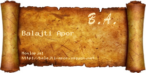 Balajti Apor névjegykártya